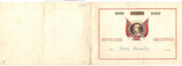 INVITATION TO 40TH OCTOBER REVOLUTION ANNIVERSARY, TO M.GORKI CINEMA TURDA,  LENIN, FLAGS, 1957, ROMANIA - Lenin