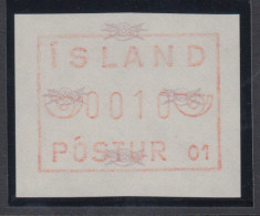 Island Frama-ATM  1.Ausgabe 1983, Aut.-Nr. 01, Posthorn Breit, Mi.-Nr. 1.1.1 B - Frankeervignetten (Frama)