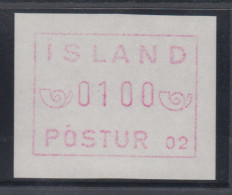 Island Frama-ATM 1.Ausgabe 1983, Aut.-Nr. 02 Abart Weisses Papier - Frankeervignetten (Frama)