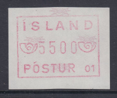 Island Frama-ATM  1.Ausgabe Aut.-Nr. 01 Graulila Wert 5500 ** - Frankeervignetten (Frama)