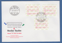 Schweiz Sonder-ATM BASLER TAUBE 1995, Offiz. FDC Mit Satz 60-80-100 - Automatenmarken
