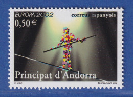 Andorra Span. 2002 Mi.-Nr. 290 Europa: Zirkus, Seiltänzer ** / MNH - Other & Unclassified