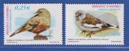 Andorra Span. 2002 Mi.-Nr. 287-88 Alpenbraunelle, Schneefink ** / MNH - Other & Unclassified