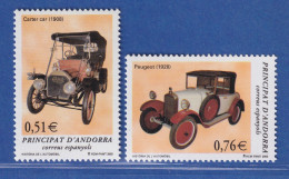 Andorra Span. 2003 Mi.-Nr. 304-05 Carter Car 1908, Peugeot 1928 ** / MNH - Other & Unclassified