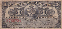 CRBX1359 BILLETE CUBA ESPAÑOL 1 PESO 1896 USADO - Autres - Amérique