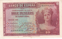 CRBS1770 BILLETE ESPAÑA 10 PESETAS 1935 SERIE A EBC - Otros & Sin Clasificación