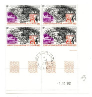 T.A.A.F. - PA N°125 - RADIO AMATEURS - 3 BLOCS DE 4 - COINS DATES 1.10.92 OBLITERES EN MARGE DE BUREAUX DIFFERENTS - Used Stamps