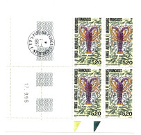 T.A.A.F. - PA N°141 - 5F20 LANGOUSTE - BLOC DE 4 - COIN DATE 17.9.96 OBLITERE EN MARGE - Used Stamps