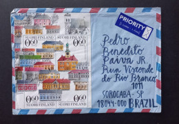 Circulated Cover, From FINLANDIA To Brazil - Finland 2002 Miniature Sheet Old Rauma UNESCO World Heritage Site - Covers & Documents