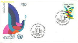 UNO Vienna 1980 Mi 8 FDC  (FDC ZE1 UNV8) - Columbiformes