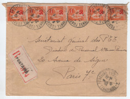FRANCE PAIX 80C ORANGE SURCHARGE 50X6 LETTRE REC FONTAINE 1941 TERRITOIRE BELFORT  AU TARIF - 1932-39 Paix