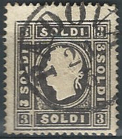 1859 Lombardo Veneto 3 Soldi Nero Grigio Cancelled Sassone N. 29a - Lombardo-Vénétie