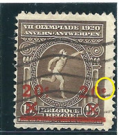 Jeux Olympiques D'Anvers Surchargés : N° 186  Obl.  - C  Fermé Par Une Petite Barre - 1901-1930