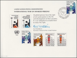 UNO Erinnerungskarte EK 19 Jahr Der Behinderten 1981, NY-FDC 6.3.1981 - Altri & Non Classificati