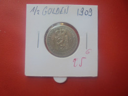 PAYS-BAS 1/2 GULDEN 1909 ARGENT (A.14) - 1/2 Gulden