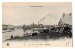Delcampe - 16527-ZE-18-PAYSAGE DU CENTRE-Les Rives Du Cher à VIERZON-------------animée-lavandières-troupeau De Vaches - Vierzon