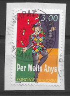 ANDORRE - ANDORRA - 1998 - PER MOLTS ANYS - JOYEUX ANNIVERSAIRE - HAPPY BIRTHDAY - Oblitéré - Used - Fragment - Unstuck - Gebruikt