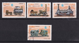 Timbre(s) Oblitéré(s) Cuba Année 1986 N°2694 N°2695 N°2696 N°2697 Thème Trains Locomotives à Vapeur Réf 10744 - Gebruikt