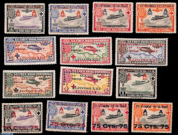 Spain 1927 Silver Coronation 14v, Unused (hinged), History - Transport - Various - Kings & Queens (Royalty) - Aircraft.. - Ungebraucht