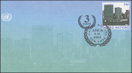UNO New York Umschlag U 14A Hauptquartier 34+3 C. 2002, 165x92, FDC 30.6.2002 - Altri & Non Classificati