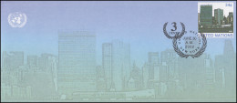 UNO New York Umschlag U 14B Hauptquartier 34+3 C. 2002, 242x105, FDC 30.6.2002 - Altri & Non Classificati