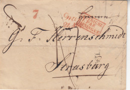 Österreich Vollständiger Vorphilabrief – 1838 – Von Prag Nach Straßburg – Mit K3 „Autriche Par Huningue“ Und Rotem Taxve - ...-1850 Préphilatélie