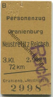 Delcampe - Deutschland - Oranienburg Neustrelitz Reichsbahn - Fahrkarte 3. Klasse 1944 - Überdruck Rückfahrt - Europe
