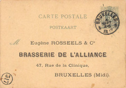 Belgique - ANDERLECHT (Brux.-Cap.) Brasserie De L'Alliance - 47 Rue De La Clinique - Carte De Correspondance Année 1887 - Anderlecht