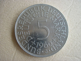 5 DM 1960 J Alte Deutsche Mark, Silbermünze 625er - 5 Mark