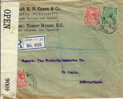 GRANDE BRETAGNE 1917: LSC Rec- De Londres Pour Ste Croix (Suisse) Avec Cachets De Censure Britannique - Briefe U. Dokumente