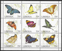Liberia Mnh ** 1996 Butterfly Sheet 18 Euros - Liberia