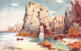 A790 England Newquay Perranporth Rocks Art Vintage Postcard - Newquay