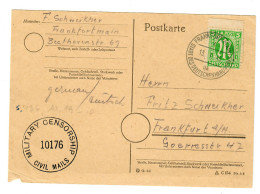 Ortspostkarte Frankfurt/M 13.7.45, Military Censor MiNr. 3 - Brieven En Documenten