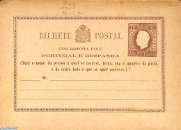 Portugal 1878 Reply Paid Postcard 15/15r, Unused Postal Stationary - Brieven En Documenten