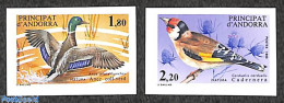 Andorra, French Post 1985 Birds 2v, Imperforated, Mint NH, Nature - Birds - Ducks - Unused Stamps