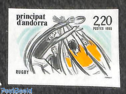 Andorra, French Post 1988 Rugby 1v, Imperforated, Mint NH, Sport - Rugby - Unused Stamps