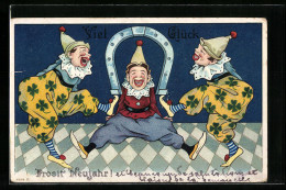 Lithographie Clowns Im Zirkus Wünschen Ein Neues Jahr - Zirkus