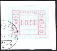 Suisse Distrib Obl Yv:22 Cor De Poste P Et Croix Suisse (TB Cachet Rond) Sur Fragment - Automatenmarken