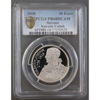 SLOVENIE - KM 76 - 30 EURO 2008 - Valentin Vodnik - PCGS PR68 - BE - Eslovenia
