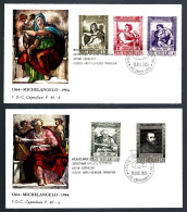 MICHELANGELO - FDC +1964 + POSTE VATICAN - 2 ENVELOPPES - Autres & Non Classés
