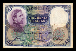 España Spain 50 Pesetas E. Rosales 1931 Pick 82 Bc/Mbc F/Vf - 50 Pesetas