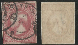 LUXEMBOURG - 1 SILBERGROS KARMINROT / ROUGE CARMINE (Mi #2b) - NO THIN - 4 GOOD MARGINS - USED - "LUXEMBOURG" CDS - 1865 - 1852 Guillaume III