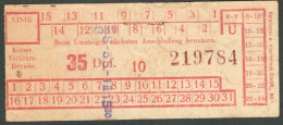 Köln ~1953 KVB 35 Pfg Strassenbahn Fahrschein Boleto Biglietto Ticket Billet - Europe