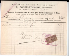 Ancienne Maison Achille Laloy. Oscar Auguste Poncelet Berthe Laloy, Lille. à M. E.Canissié. 1897. - 1800 – 1899