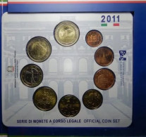 MONETE ITALIA  2011 SERIE  ZECCA DIVISIONALI  9 VALORI CON DOPPIO 2 € ITALIA ANNATA COMPLETA IN ASTUCCIO ORIGINALE - Set Fior Di Conio
