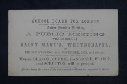 GRANDE BRETAGNE - Entier Postal Sur Carte Avec Repiquage Commercial De Londres En 1873 - Non Circulée - L 170355 - Stamped Stationery, Airletters & Aerogrammes