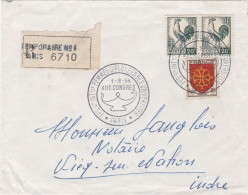 Coq D'Alger N° Y&T 648 + 603 Languedoc, Oblitération Temporaire  Paris Le 1/08/1956 - 1944 Coq Et Marianne D'Alger