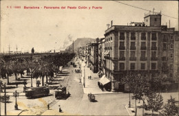 CPA Barcelona Katalonien Spanien, Paseo Colon, Hafen, Straßenbahnen - Andere & Zonder Classificatie