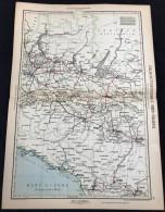 1898 Ancienne Carte Train Chemins De Fer - Le Réseau De Lignes En Italie Bologna Parma Verona Brescia Milano Cremona - Europe