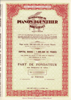 Titre De 1946 - Manufacture De Pianos J. Gunther Bruxelles - Unissued - Industrie